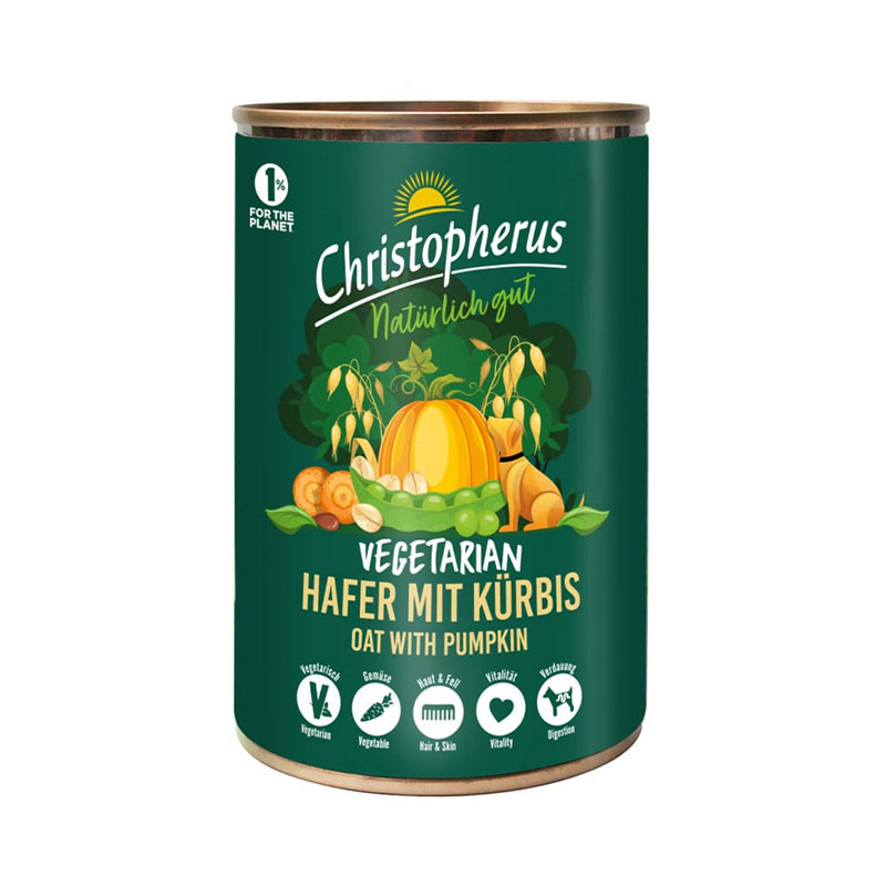 Christopherus 6 x 400g Vegetarian-Hafer mit Kürbis Hundefeuchtfutter
