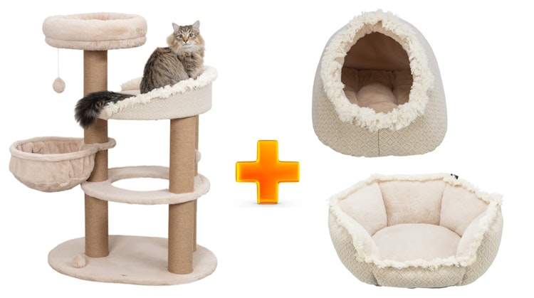Trixie Kratzbaum Boho & Höhle Boho und Kuschelbettchen Boho  -  Vorteils-Paket Trixie Kratzbaum Boho & Höhle Boho und Kuschelbettchen Boho  -  Vorteils-Paket