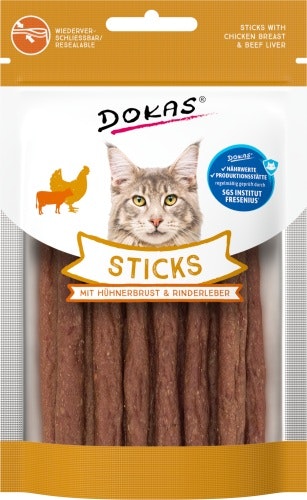 DOKAS 30g Sticks Hühnerbrust & Rind Katzensnack