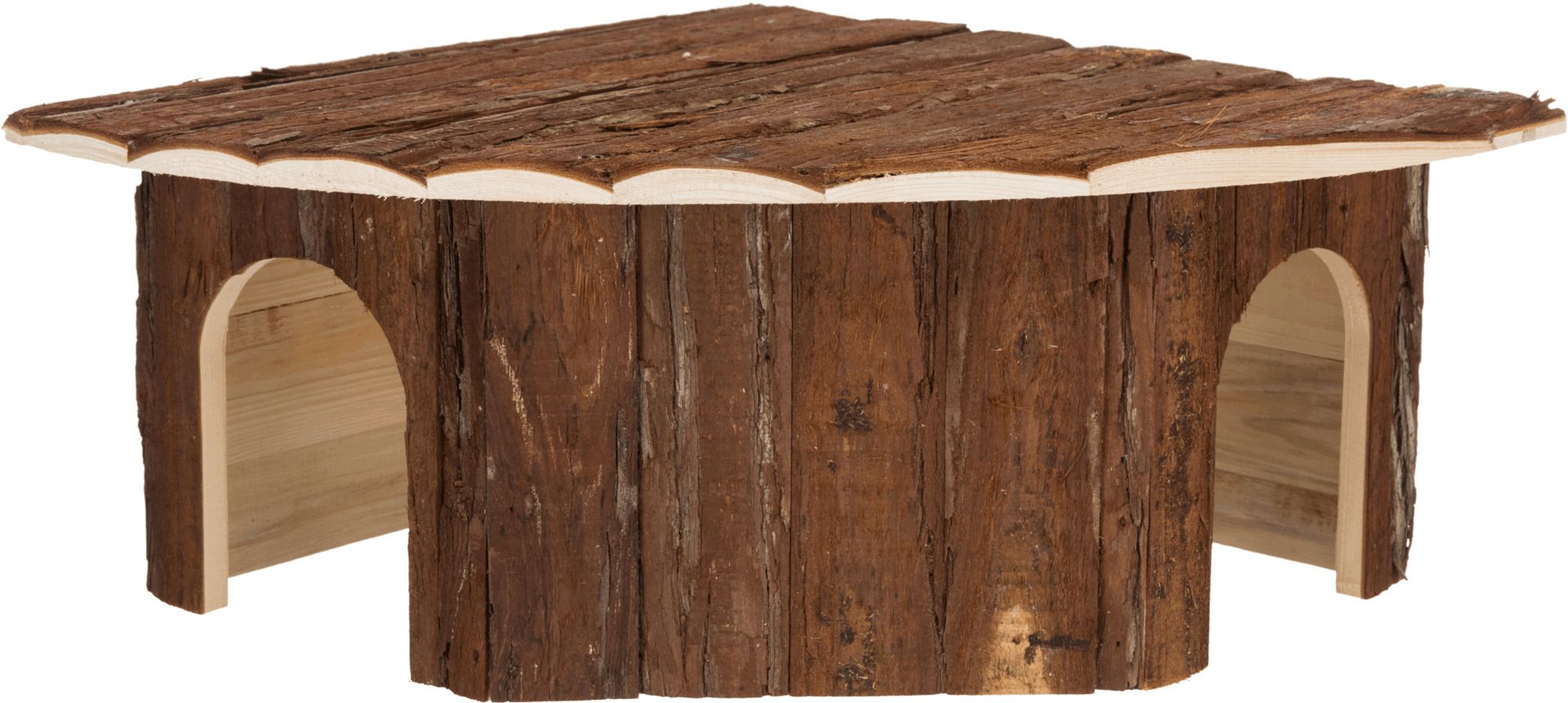 TRIXIE Eckhaus Jesper, 2 Ausgänge,Kaninchen, Rindenholz, 52 × 18 × 37/37 cm