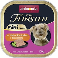 animonda Vom Feinsten Senior Mini Schale 16x100g Huhn,Kaninchen & Basilikum Hundenassfutter
