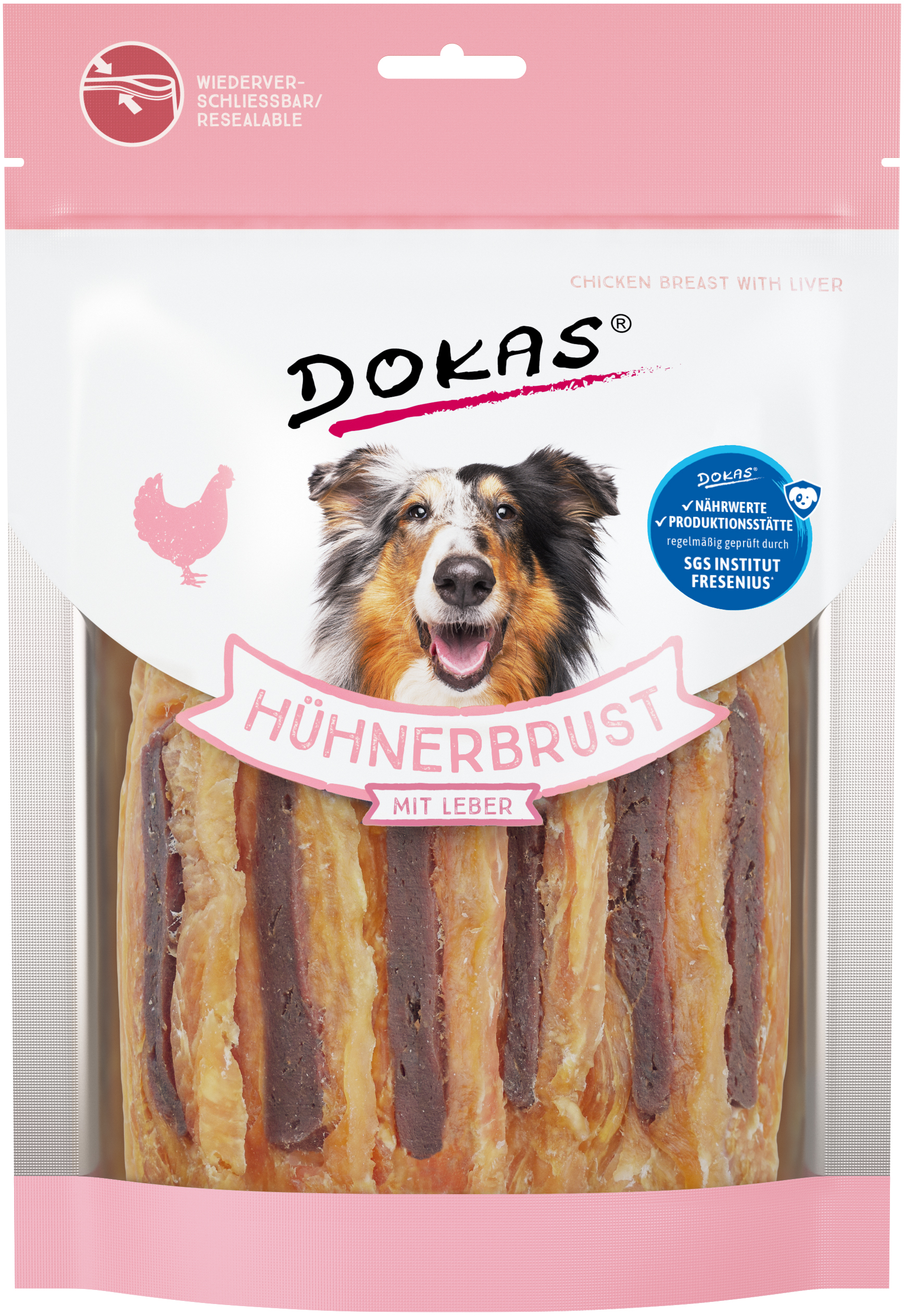 DOKAS Hühnerbrust mit Leber 220 Gramm Hundesnacks
