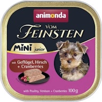 animonda Vom Feinsten Junior Mini Schale 16x100g Geflügel,Hirsch & Cranberries Hundenassfutter