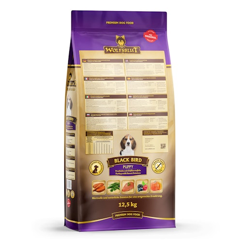 WOLFSBLUT Black Bird Puppy Truthahn mit Süßkartoffel Hundetrockenfutter