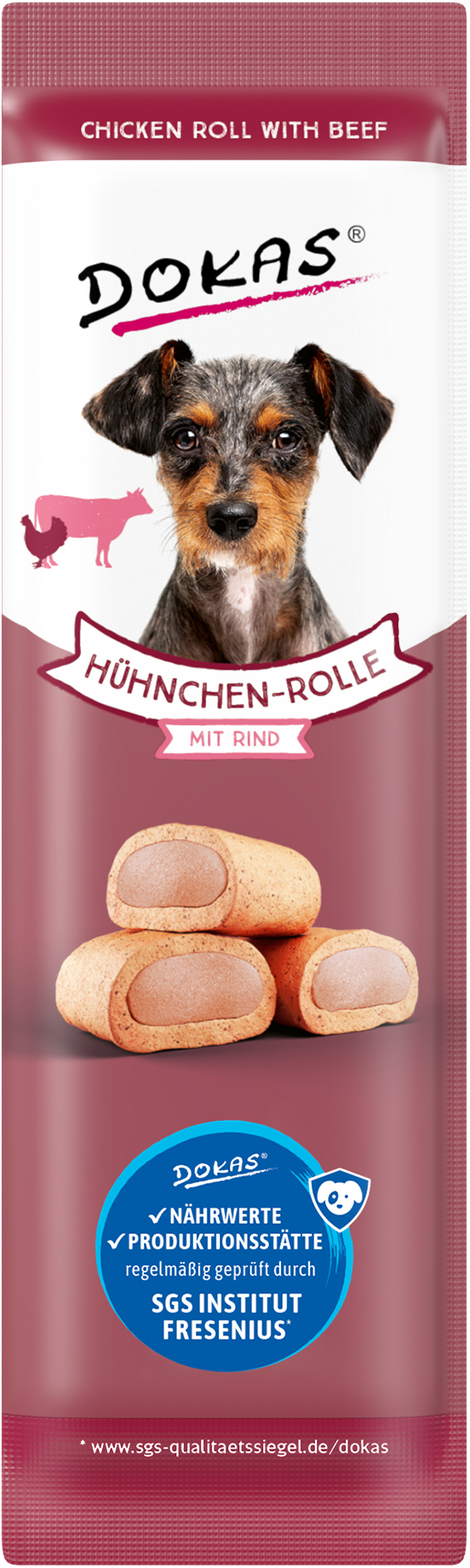 Dokas Hund Hühnchen-Rolle + Rind 10g