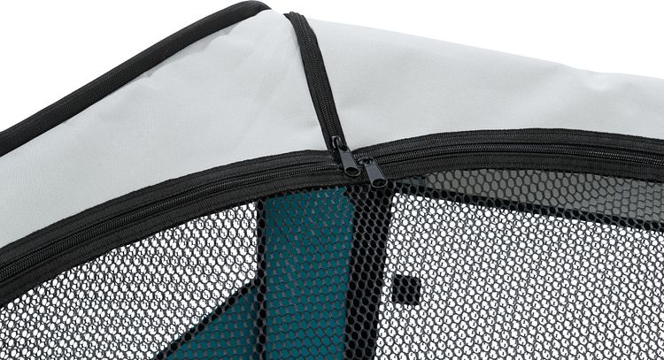 TRIXIE Freilauf mit Netz/Boden, Meerschwein., Polyester, ø 130 × 55 cm, türkis/hellgrau
