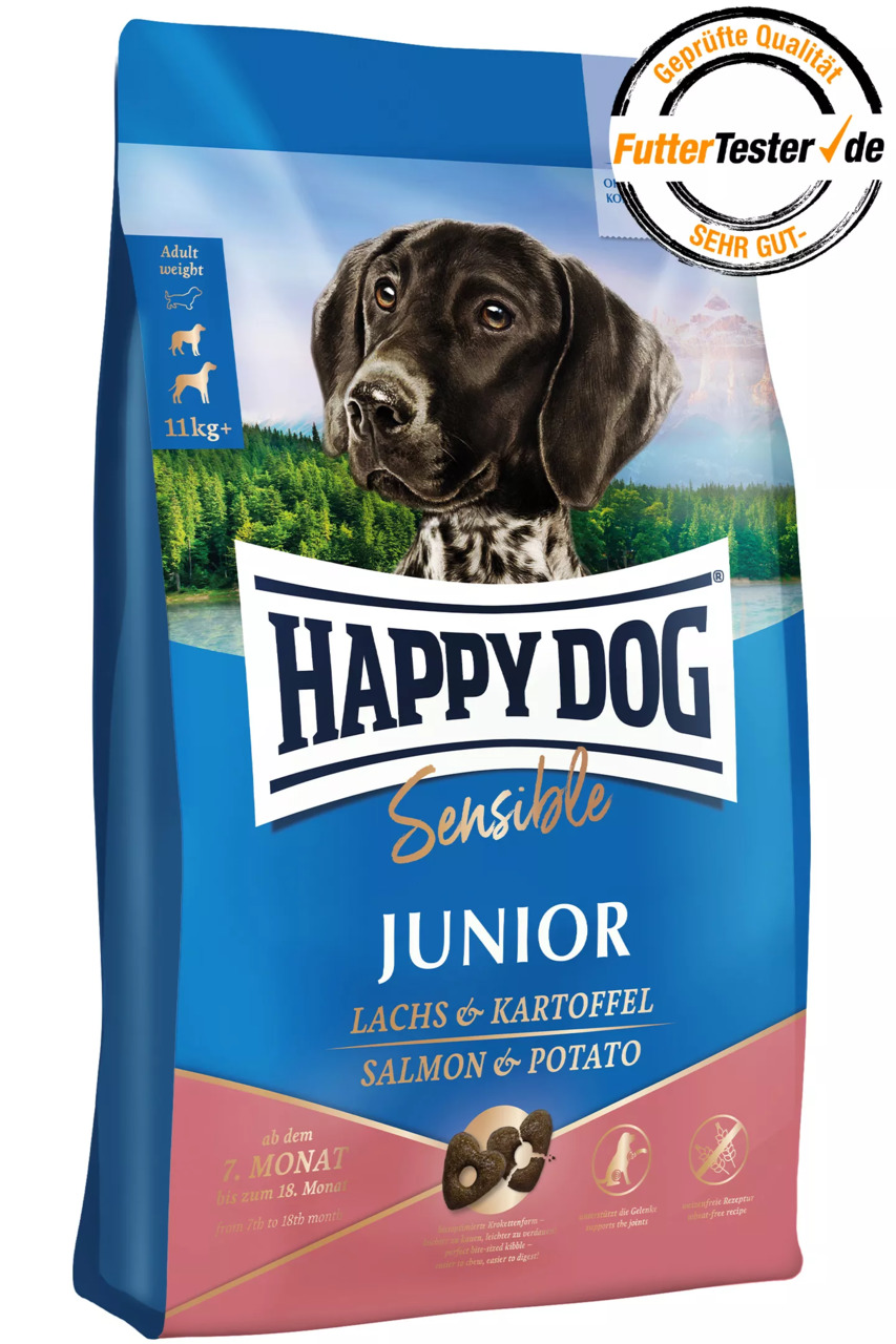 HAPPY DOG Sensitive Junior Lachs & Kartoffel Hundetrockenfutter
