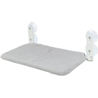 Fenster-Liegeplatz, Plüsch/Netzstoff, klappbar, 58 × 34 cm, weiß/grau