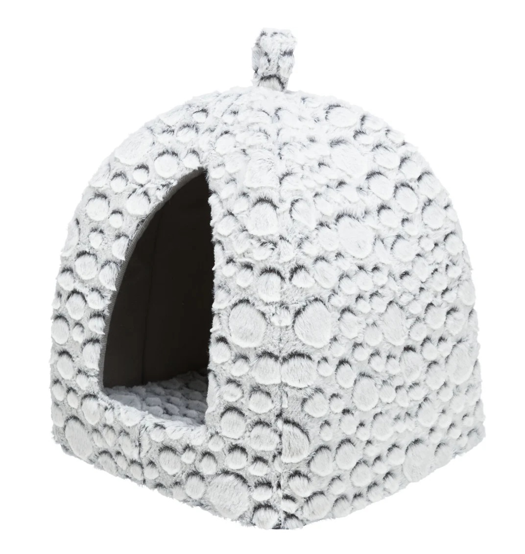 TRIXIE Höhle Mila, Plüsch, 32 × 42 × 32 cm, weiß-grau