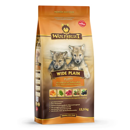 WOLFSBLUT Wide Plain Puppy Pferdefleisch mit Süßkartoffeln Hundetrockenfutter