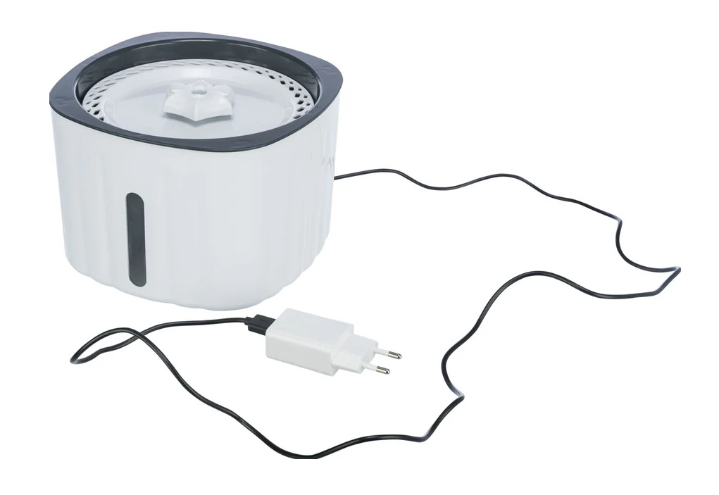 TRIXIE Trinkbrunnen Flower, Kunststoff, 2 l/18,5 × 13 × 18,5 cm, weiß/grau