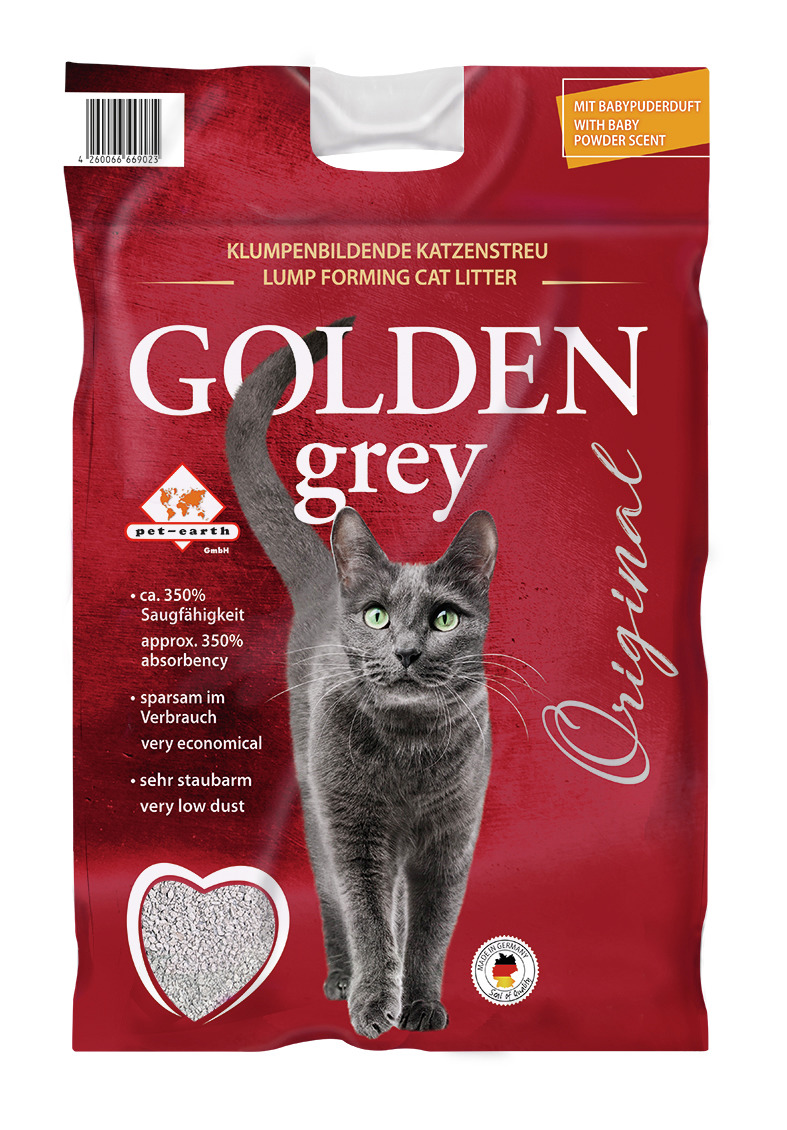 GOLDEN grey mit Babypuderduft Katzenstreu
