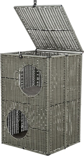 Höhle Amalia, 2 Etagen, Polyrattan, eckig, 37 × 57 × 35 cm, grau