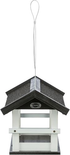 TRIXIE Futterhaus zum Aufhängen, Kiefernholz, 36 × 25 × 25 cm, schwarz/weiß