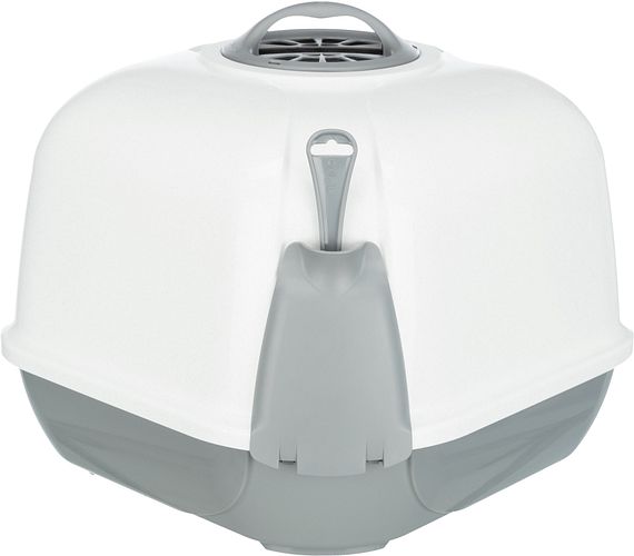 TRIXIE Ecktoilette Maro, mit Haube, 60 × 43 × 52 cm, hellgrau/granit