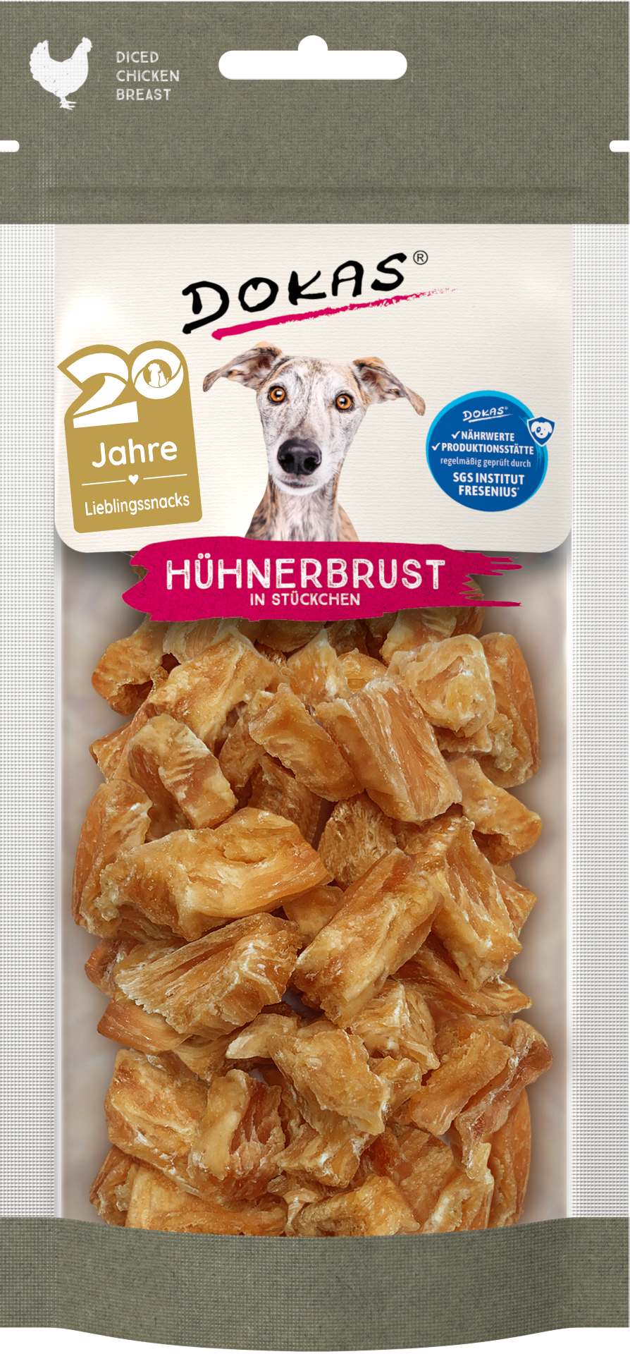 Dokas Hund Hühnerbrust in Stücken 50g