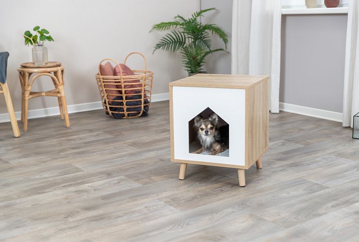 TRIXIE Höhle Isa, Holzoptik, 40 × 50 × 40 cm, hellbraun/weiß