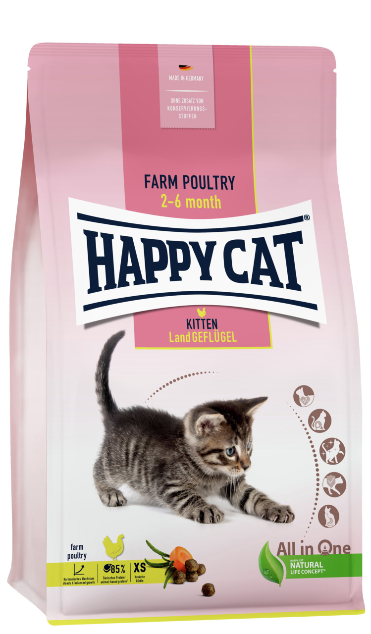 HAPPY CAT Supreme Young Kitten Land-Geflügel 1,3 Kilogramm Katzentrockenfutter