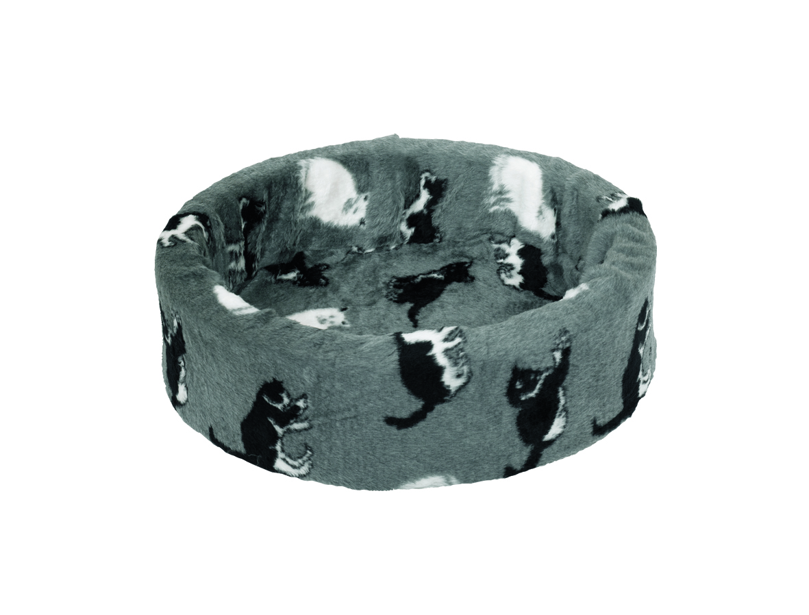 NOBBY Plüschbett grau mit Katzen