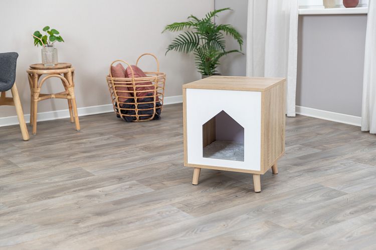 TRIXIE Höhle Isa, Holzoptik, 40 × 50 × 40 cm, hellbraun/weiß