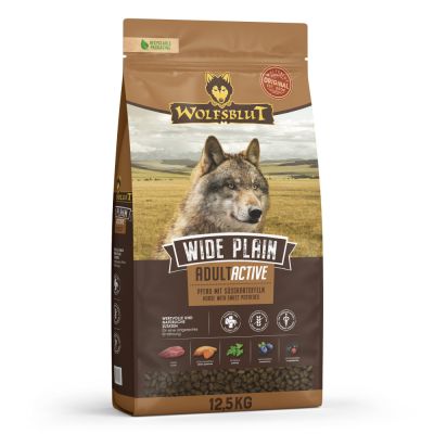 WOLFSBLUT Wide Plain Active Pferdefleisch mit Süßkartoffel Hundetrockenfutter