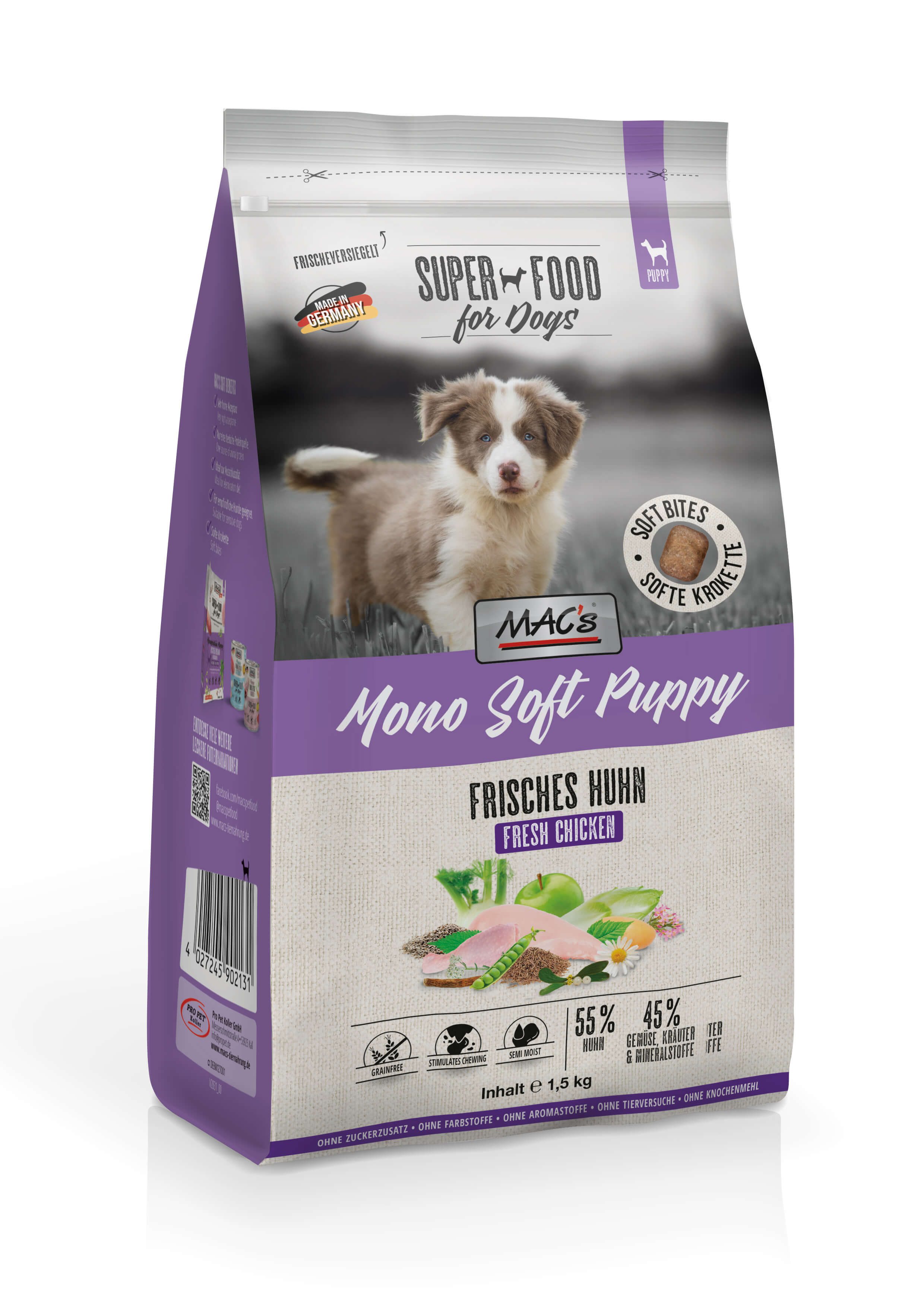 Macs 1,5kg DOG Mono Soft Puppy Huhn