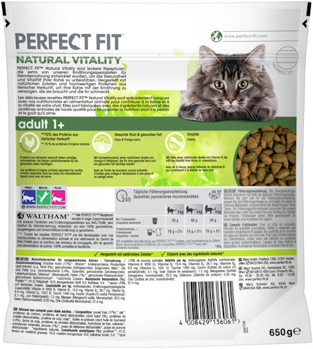 PERFECT FIT Natural Vitality Adult 1+ mit Rind und Huhn 650 Gramm Katzentrockenfutter