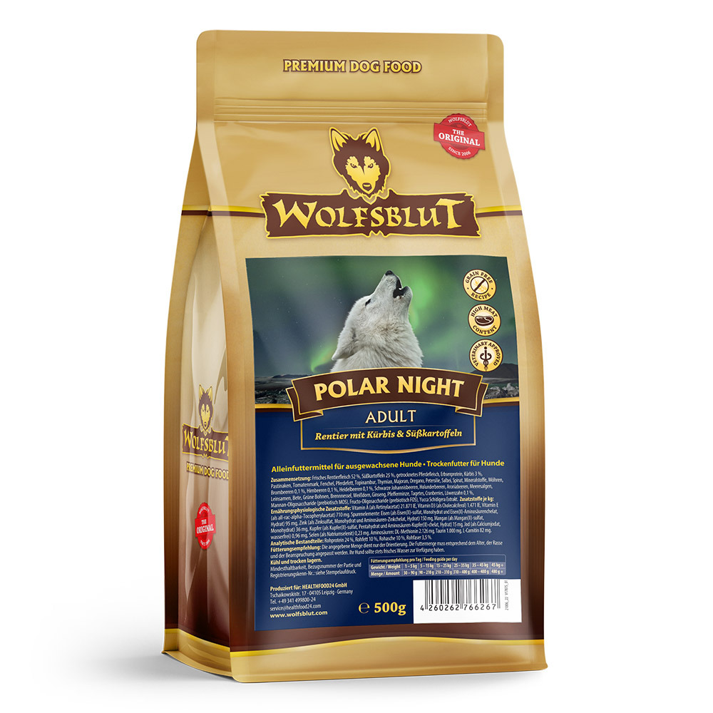 WOLFSBLUT Polar Night Rentierfleisch mit Kürbis und Süßkartoffeln Hundetrockenfutter