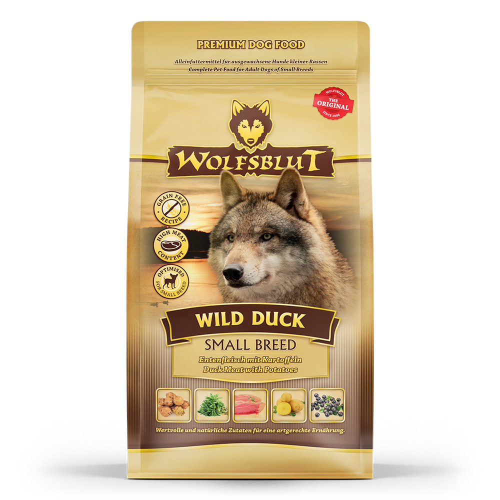 WOLFSBLUT Wild Duck Small Breed Entenfleisch mit Kartoffel Hundetrockenfutter