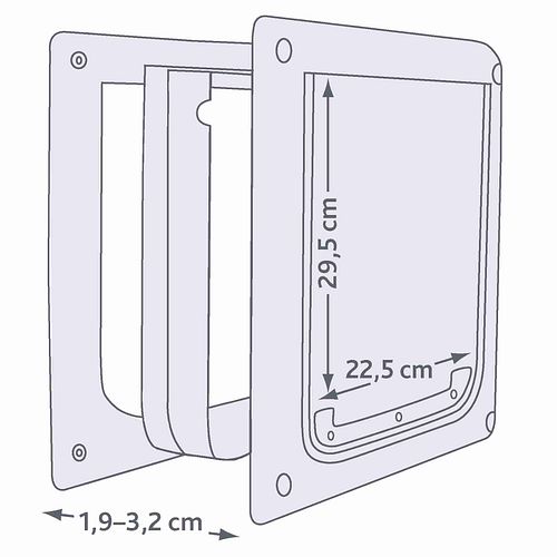 TRIXIE 2-Wege Freilauftür für Hunde, mit Tunnel, S–M: 30 × 36 cm, weiß