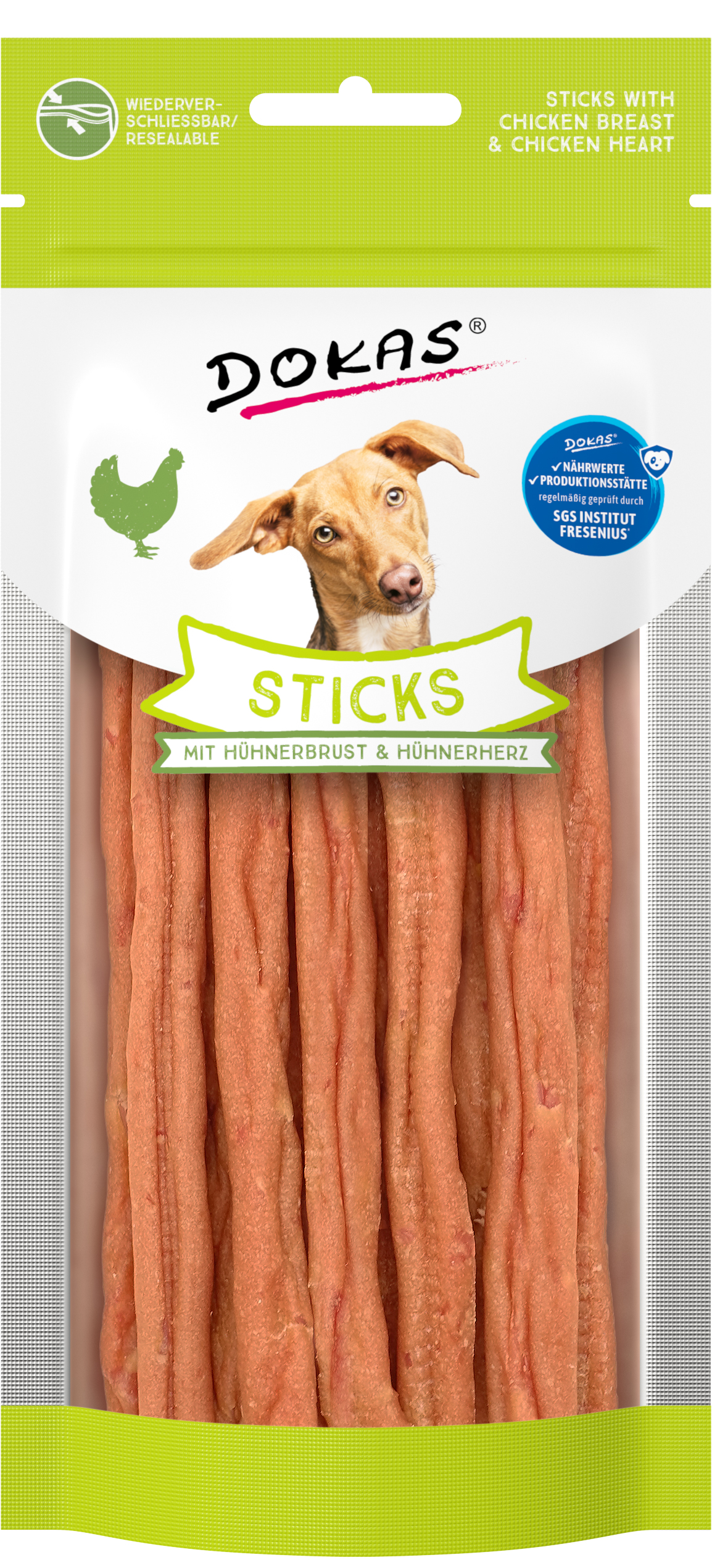 DOKAS Sticks Hühnerbrust & Hühnerherz Hundesnack