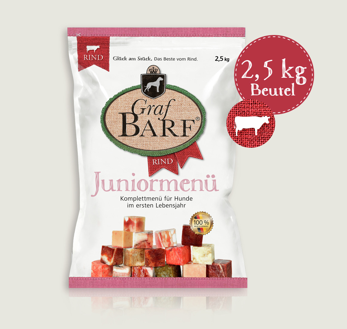 Graf Barf Junior Menü Rind Spezialfutter / Frostfutter für Hunde