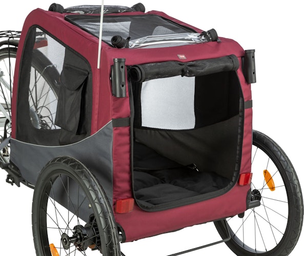 TRIXIE Fahrrad-Anhänger 2.0 schwarz/rot Größe M (63 x 68 x 75 (137) cm)