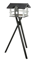 TRIXIE Futterhaus mit Ständer, Kiefernholz, 48 × 33 × 37 cm/1,33 m, schwarz/weiß