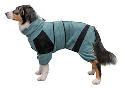 TRIXIE Bade- und Hausoverall für Hunde, Frottee, M–L: 54 cm, petrol