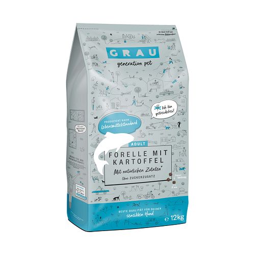 grau Forelle + Kartoffel Hund Hundetrockenfutter