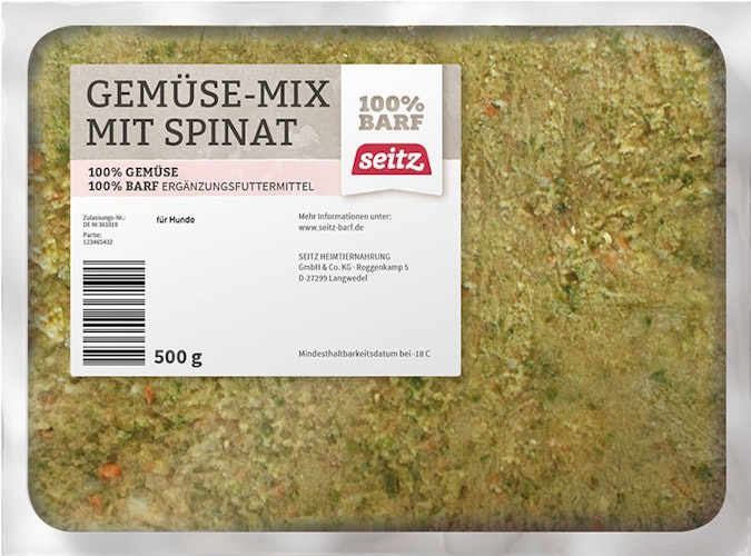 Seitz Gemüse-Mix Spinat Spezialfutter / Frostfutter für Hunde