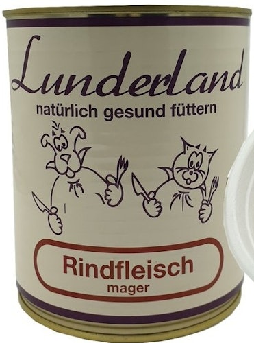 Lunderland Dose 12x800g Rindfleisch mager Hundenassfutter
