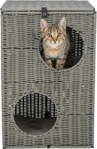 Höhle Amalia, 2 Etagen, Polyrattan, eckig, 37 × 57 × 35 cm, grau