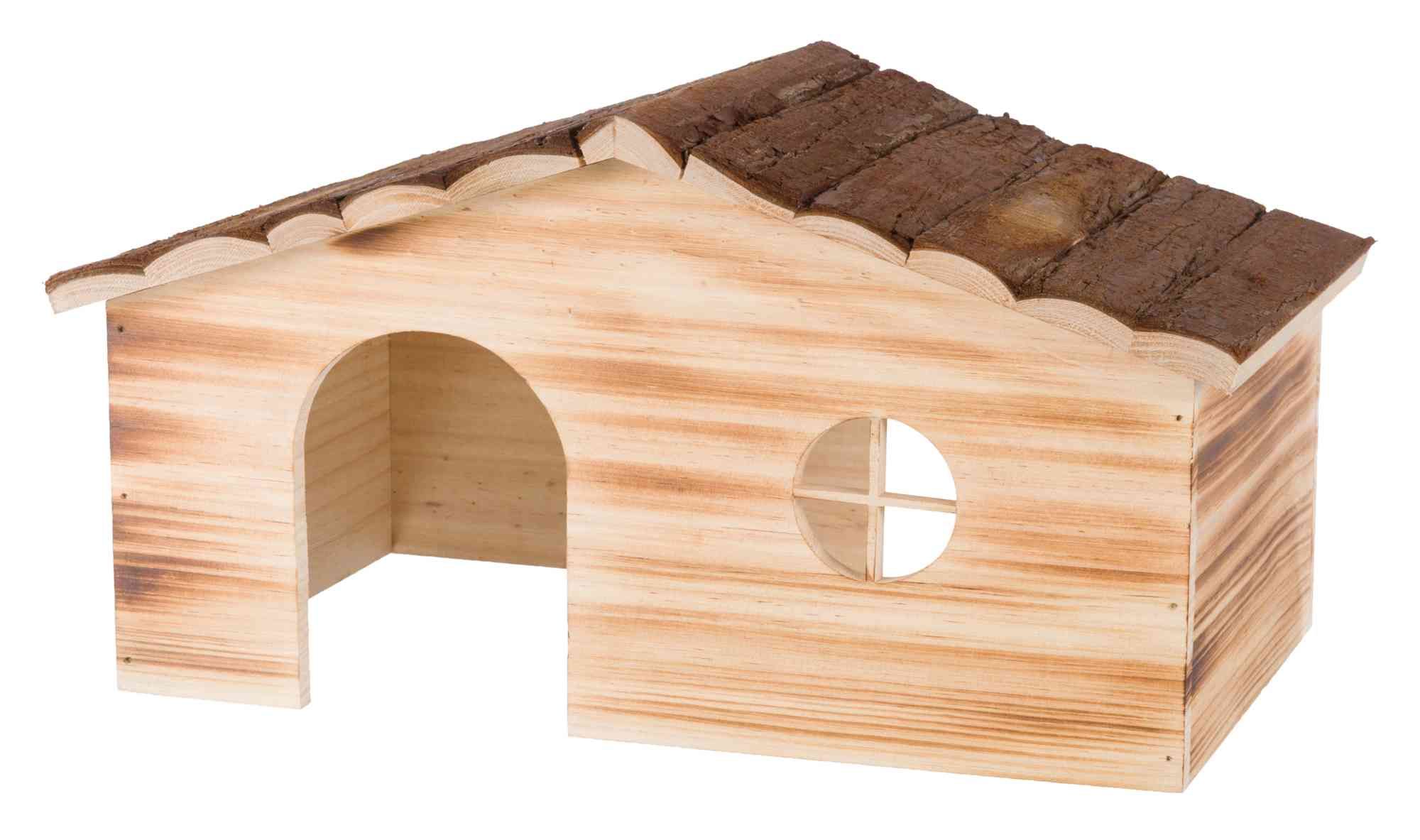 TRIXIE Haus Ragna 2 Ausgänge Kaninchen, Rindenholz/geflammt, 43 × 22 × 25 cm