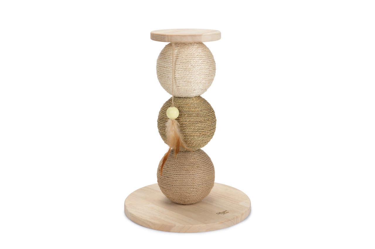 Designed by Lotte Kratzbälle Elio aus Holz/Jute hellbeige Katzenspielzeug