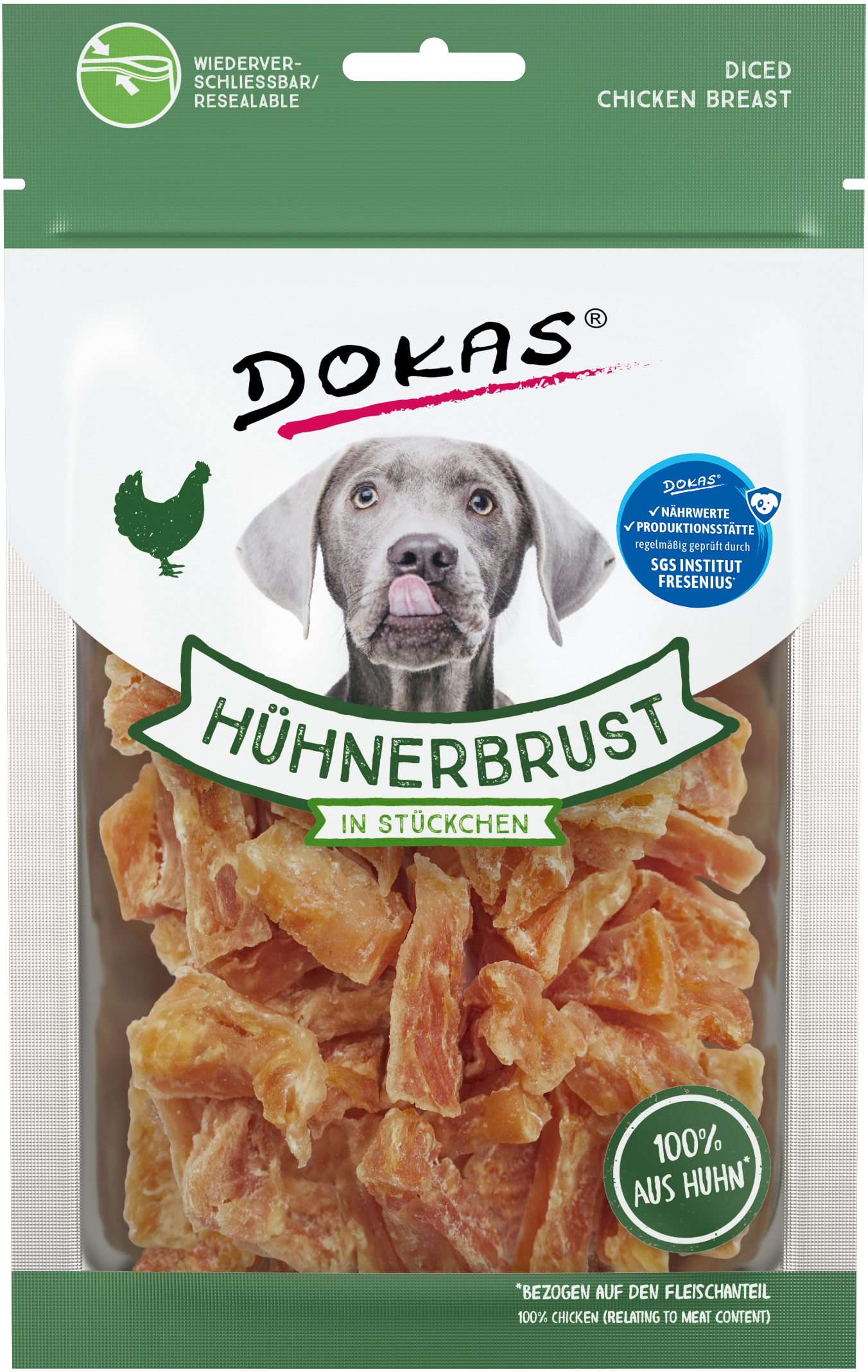 DOKAS Hühner- oder Entenbrust in Stückchen Hundesnack