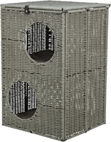 Höhle Amalia, 2 Etagen, Polyrattan, eckig, 37 × 57 × 35 cm, grau