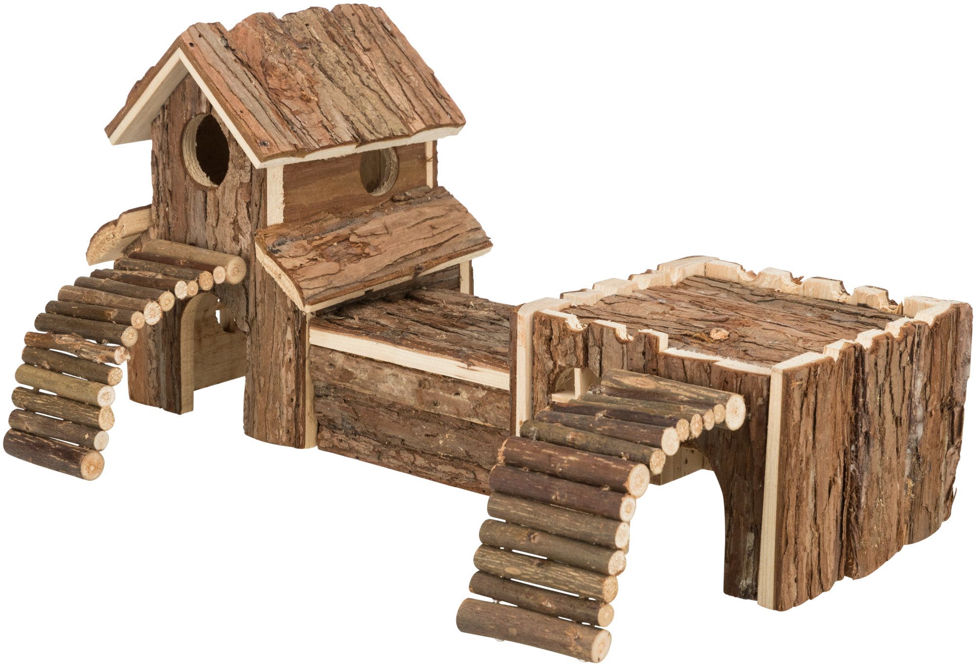 TRIXIE Tunnelsystem Frida, Mäuse, Rindenholz, 47 × 22 × 15 cm