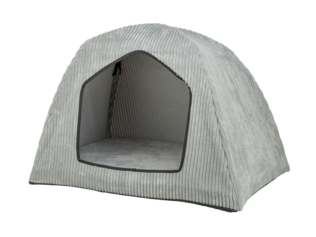 TRIXIE Vital Höhle Jonna, Cordplüsch, 100 × 70 × 70 cm, hellgrau