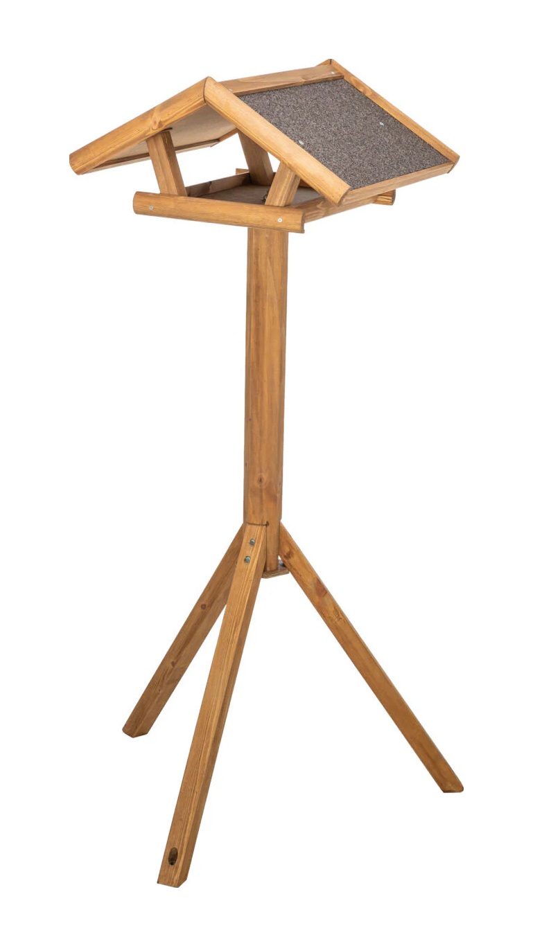 TRIXIE Futterhaus mit Ständer, Kiefernholz, 46 × 22 × 44 cm/1,15 m, braun