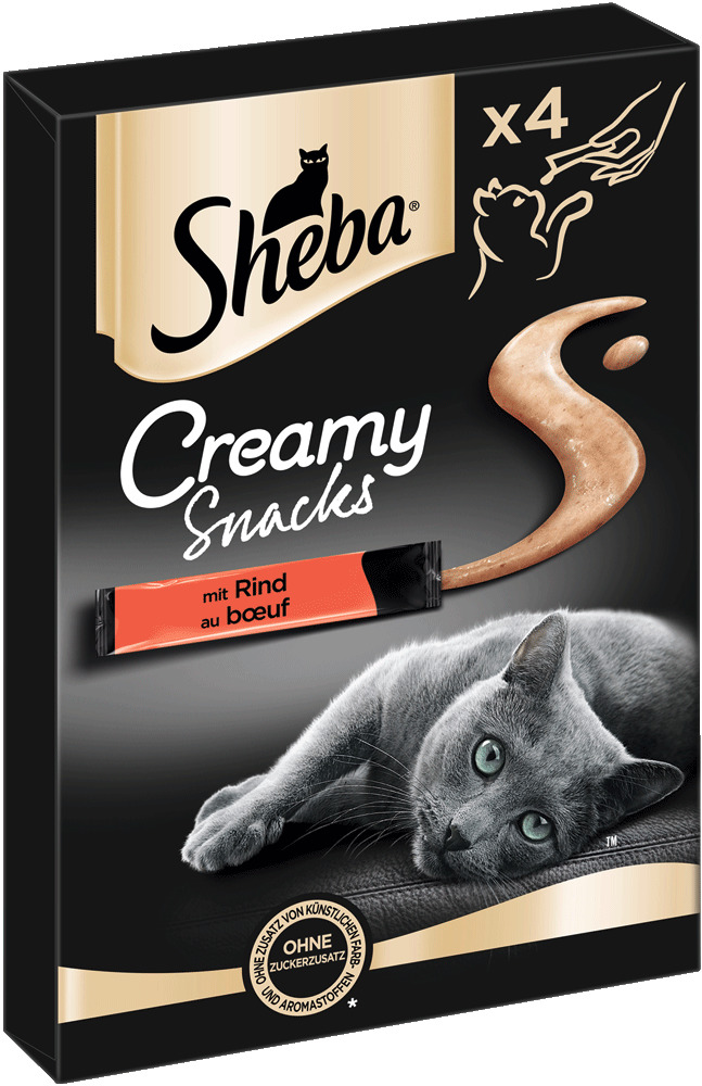 Sheba Creamy Snacks mit Rind 4x12 Gramm Katzensnacks