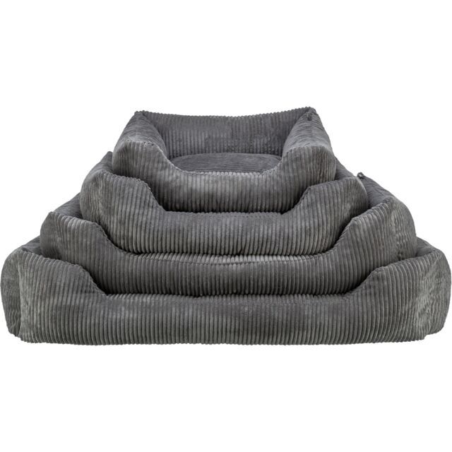 TRIXIE Vital Bett Jonna eckig mit Cordplüsch und Memory-Foam, dunkelgrau