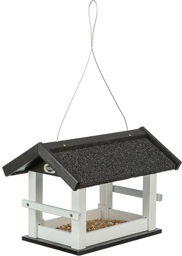 TRIXIE Futterhaus zum Aufhängen, Kiefernholz, 36 × 25 × 25 cm, schwarz/weiß