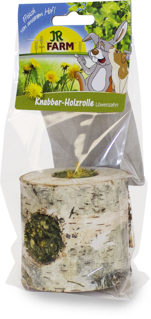 JR FARM Knabber-Holzrolle Löwenzahn 100g Kleintiersnack